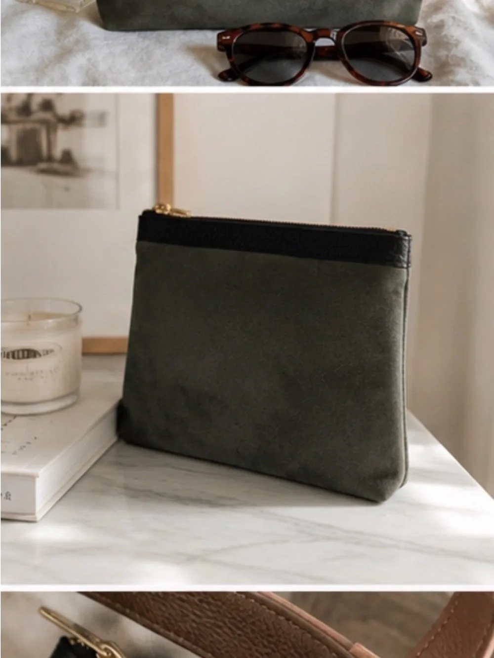 Smaak Amsterdam Olive Green Leather Pouch